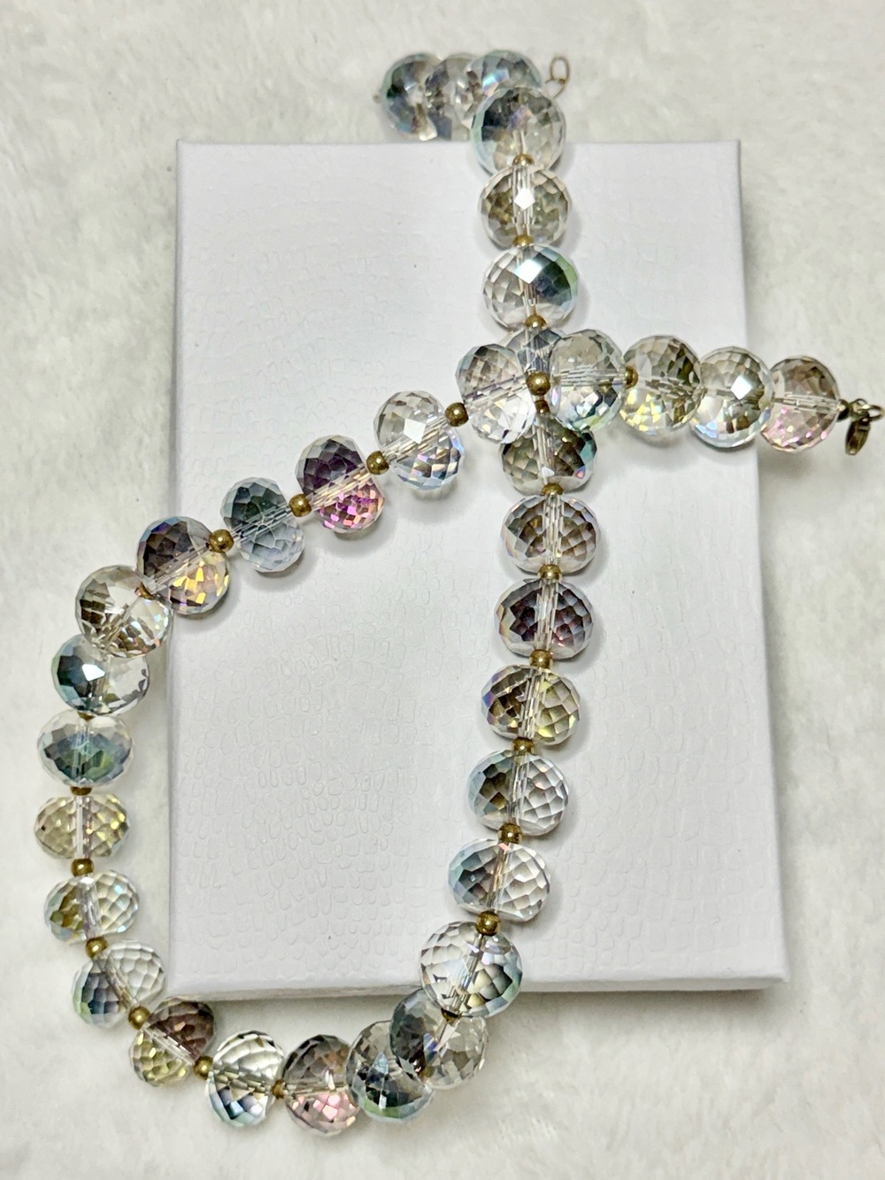 Crystal Aurora Faceted Bead Necklace - Clear